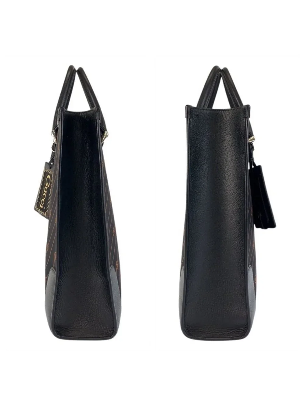 Gucci Interlocking Black Canvas Leather Business Tote Shoulder Bag 2-Way